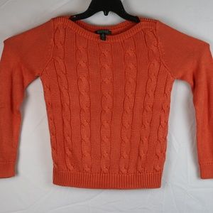 Lauren Ralph Lauren Womens Knit Sweater Orange M